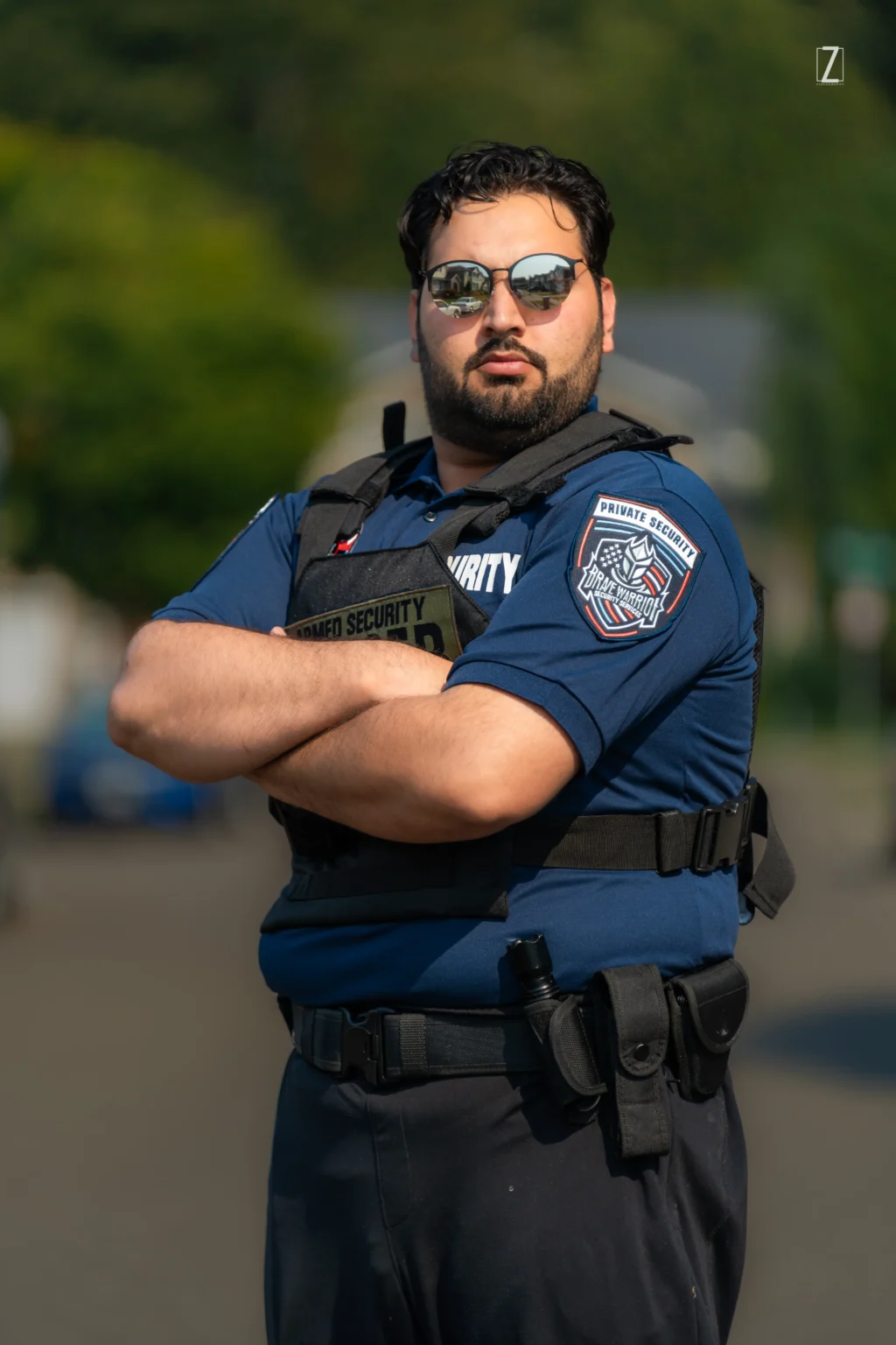 Brave Warrior Security Services professional security officer in uniform providing on-site protection services