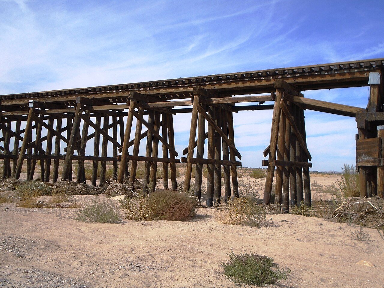 Mojave River railway trestle in Apple Valley, California